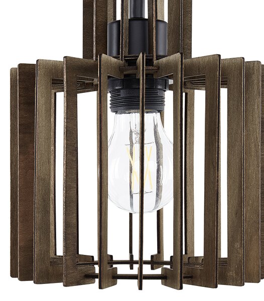 Závesná lampa tmavé drevo MDF kov stropné svietidlo otvorené tienidlo boho štýl obývačka jedáleň