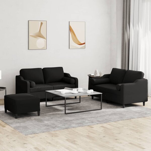 Maison Exclusive – 3-dielna sedacia súprava s vankúšmi, čierna látka