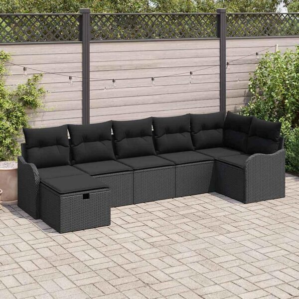 Maison Exclusive - Záhradný set pohoviek s vankúmi 7 ks ierny Poly Rattan