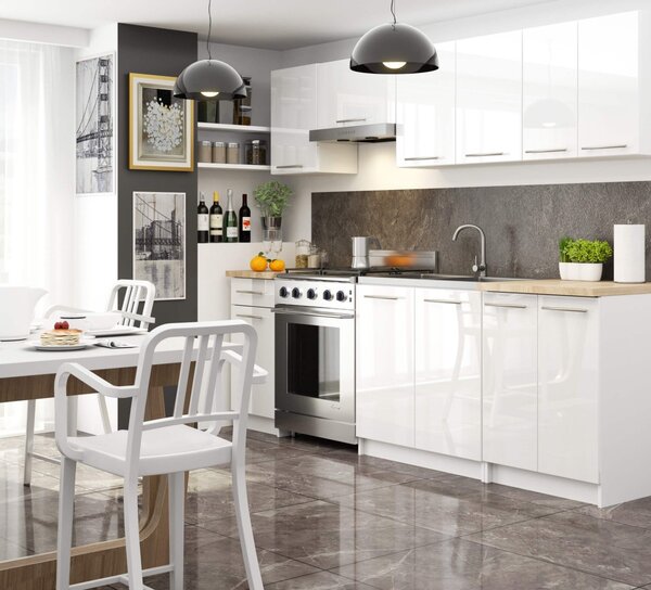 Ak furniture Kuchynská skrinka Olivie S 40 cm 4S biela/biely lesk/dub sonoma
