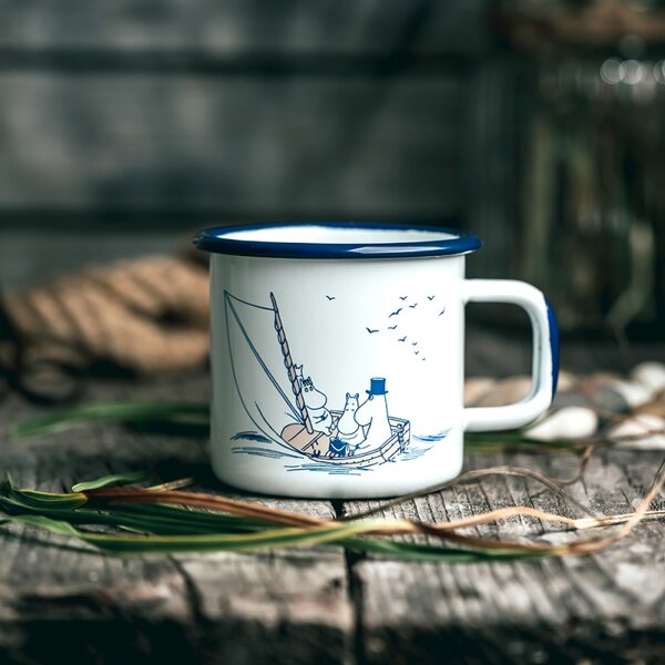 Muurla Hrnček Moomin Sailors 0,37l, smalt / bielo-modrý