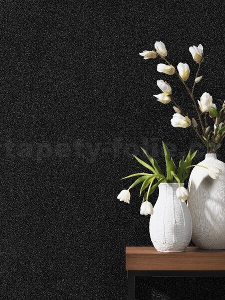 Vliesové tapety na stenu IMPOL Timeless 02403-10, rozmer 10,05 m x 0,53 m, štruktúrovaná čierna s trblietkami, ERISMANN