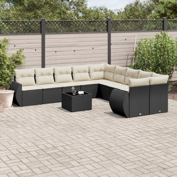 Maison Exclusive - 11-dielna záhradná sedacia súprava vankúe polyratan ierna