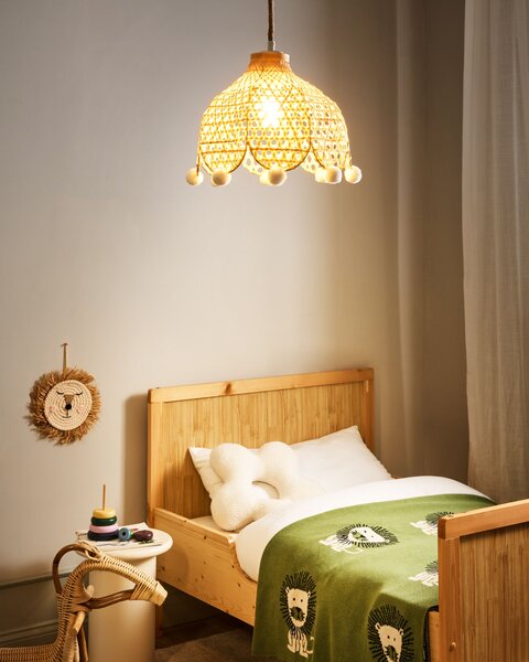 Závesná lampa prírodné ratanové tienidlo boho štýl svietidlo do obývacej izby a spálne