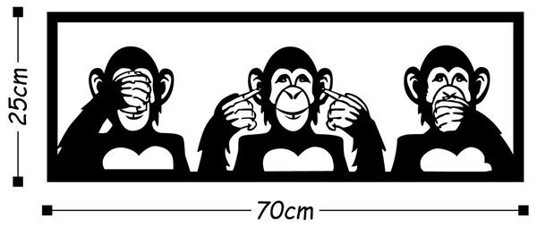 Wallity Nástenná dekorácia Three Monkeys čierna - M