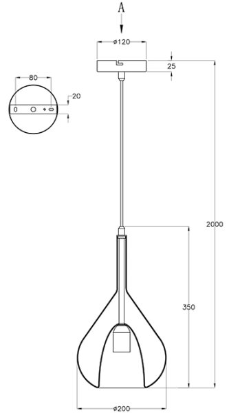 Fabas Luce 3481-40-125 - Luster na lanku LILA 1xE27/40W/230V zlatá