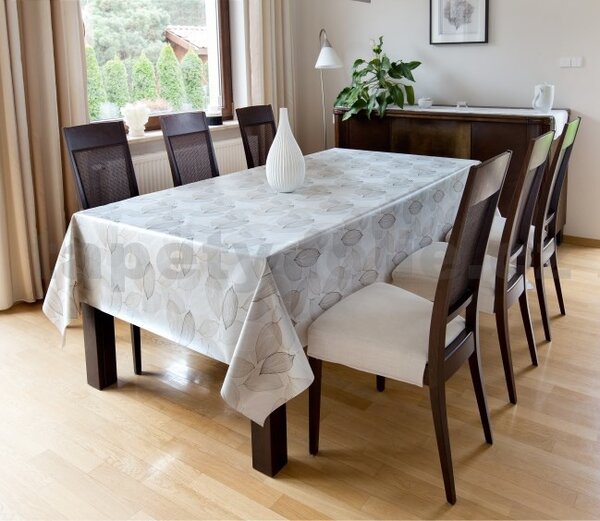 Ubrus PVC listy hnědé metráž, šířka 140 cm, IMPOL TRADE