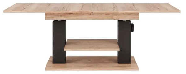 Szynaka Výškově nastavitelný rozkládací konferenční stolek Moduvo 120/170 cm dub Halifax/černý