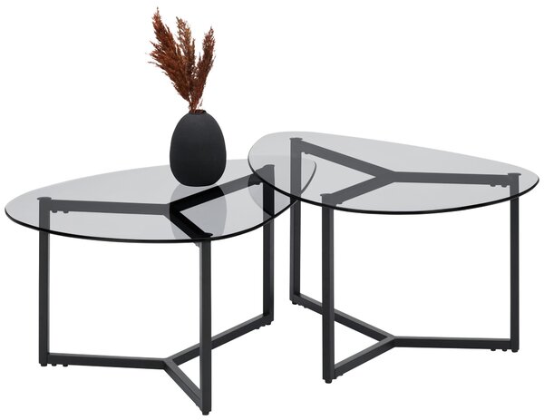 SADA KONFERENČNÝCH STOLÍKOV, sivá, kov, sklo, 82,5/59/36,5-40 cm Ti'me - Stolíky do obývačky