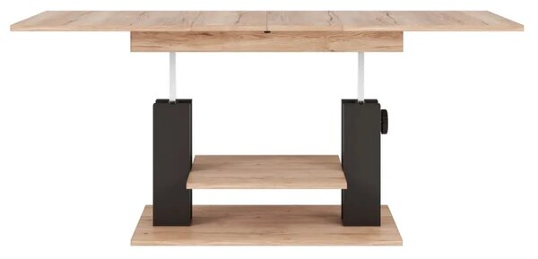 Szynaka Výškově nastavitelný rozkládací konferenční stolek Moduvo 120/170 cm dub Halifax/černý