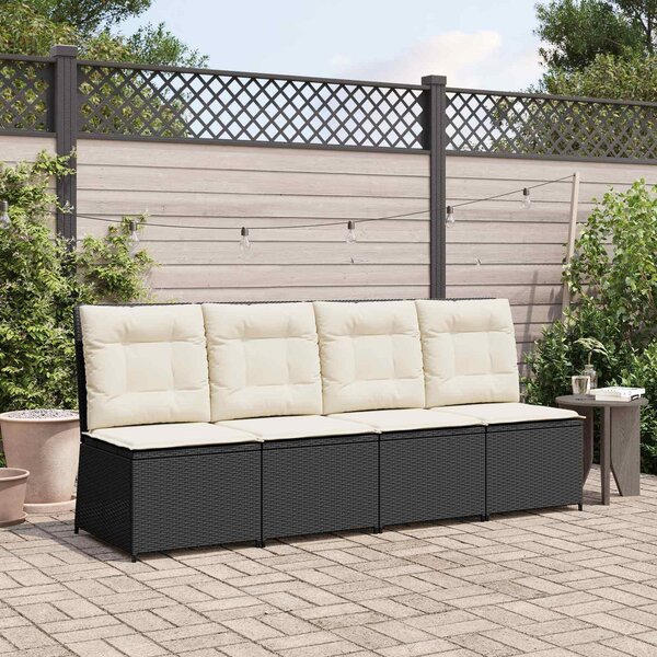 Maison Exclusive - Záhradná pohovka s vankúšmi Čierna a smotanová Poly-rattan