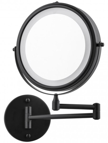 Erga Eda, LED osvetlené kozmetické zrkadlo na make-up ø20 cm, čierna matná, ERG-YKA-CH.EDA-BLK