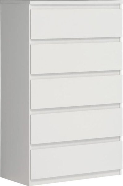 Komoda CHELSEA 5 zásuviek - 77,2 cm - matná biela