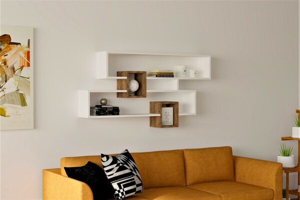Kalune Design Nástenná polica Karen orech/biela