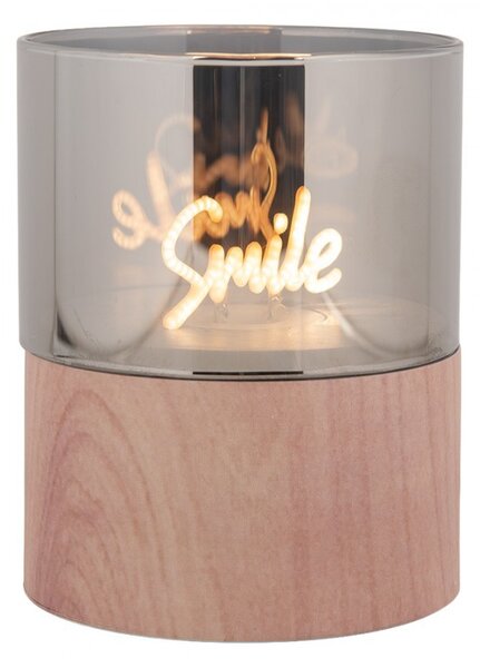 Hnedá sviečka Smile Led Candle - Ø 8*10 cm / 3*AAA - Clayre & Eef