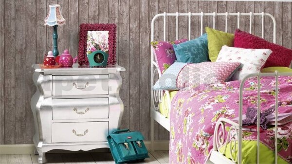 Dětské vliesové tapety na zeď Little Stars 35841-1, rozměr 10,05 m x 0,53 m, dřevěné desky hnědé, A.S.Création