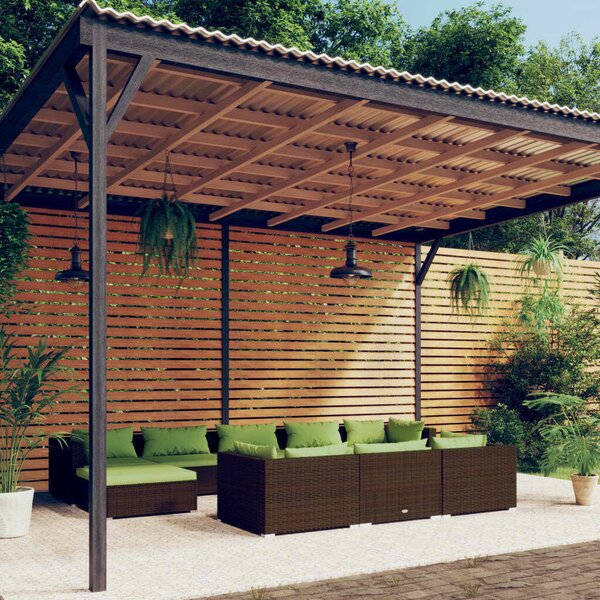 Maison Exclusive – 10-dielna záhradná súprava s vankúšmi, hnedá, z polyrotangu