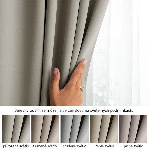 Záves AmeliaHome Blackout s priechodkami svetlobéžový, veľkosť 140x245