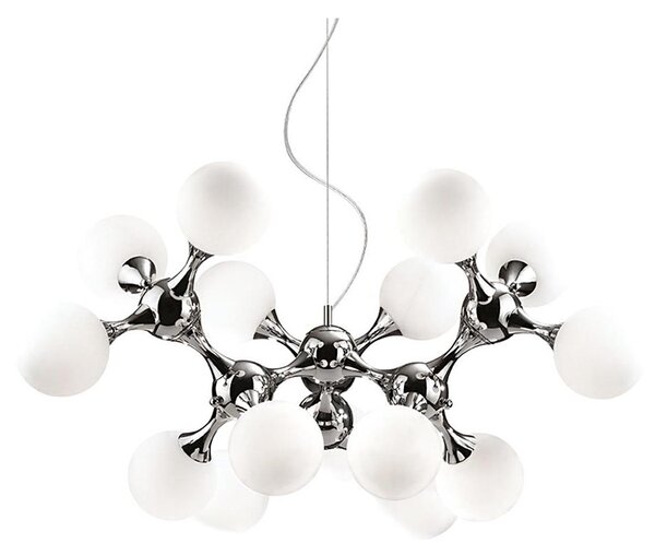 Ideal Lux - Závesný luster na lanku NODI 15xE14/28W/230V pr. 105 cm lesklý chróm/biela