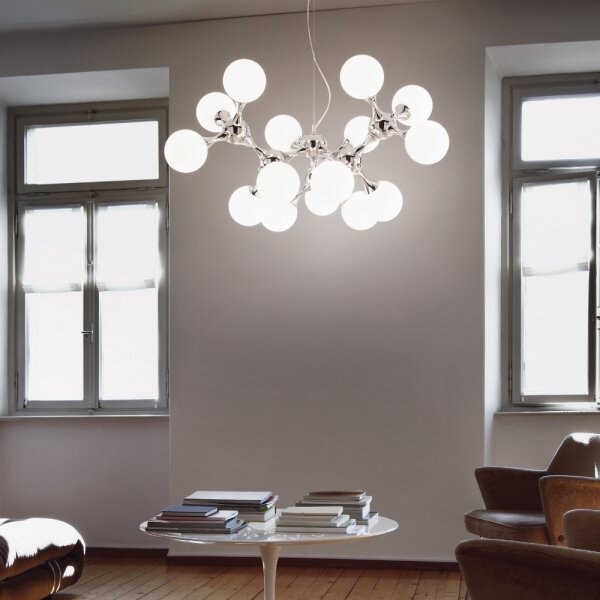 Ideal Lux - Závesný luster na lanku NODI 15xE14/28W/230V pr. 105 cm lesklý chróm/biela