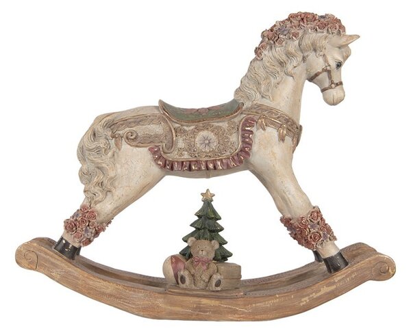Béžový antik dekoračný hojdací kôň Rocking Horse - 55*14*46 cm - Clayre & Eef