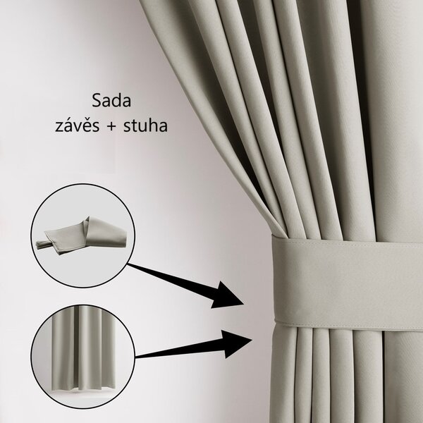 Záves AmeliaHome Blackout s priechodkami svetlobéžový, veľkosť 140x245