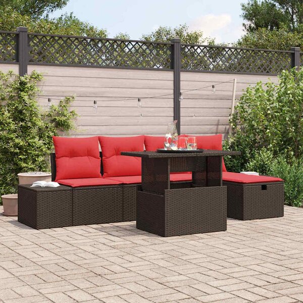 Maison Exclusive - Záhradný nábytok s vankúmi s úloným priestorom 6 ks Poly-rattan