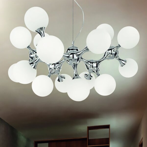 Ideal Lux - Závesný luster na lanku NODI 15xE14/28W/230V pr. 105 cm lesklý chróm/biela