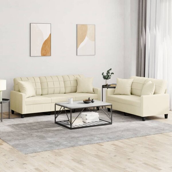 Maison Exclusive – 2-dielna sedacia súprava s vankúšmi, krémová umelá koža