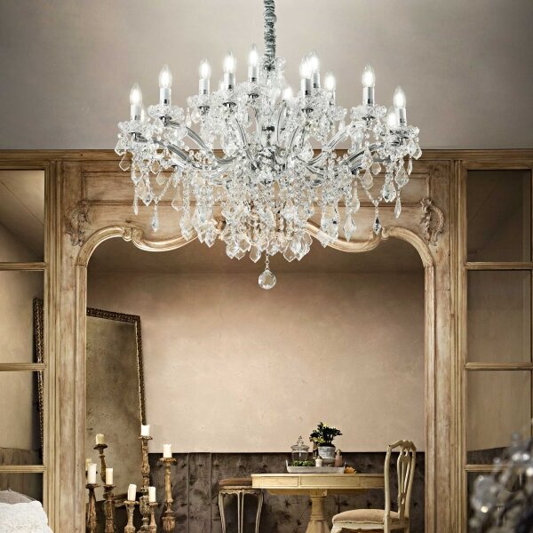 Ideal Lux - Krištáľový luster na reťazi FLORIAN 18xE14/40W/230V pr. 86 cm číra