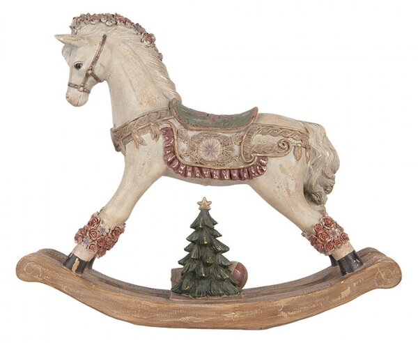 Béžový antik dekoračný hojdací kôň Rocking Horse - 55*14*46 cm - Clayre & Eef