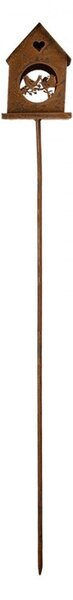 Záhradná dekorácia zápich vtáčie krmítko s patinou - 14*14*92 cm - Clayre & Eef