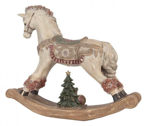 Béžový antik dekoračný hojdací kôň Rocking Horse - 55*14*46 cm - Clayre & Eef
