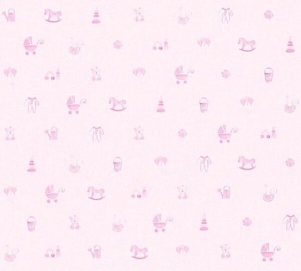 Detské vliesové tapety na stenu Little Stars 35854-1, rozmer 10,05 m x 0,53 m, detské hračky ružové, A.S.Création