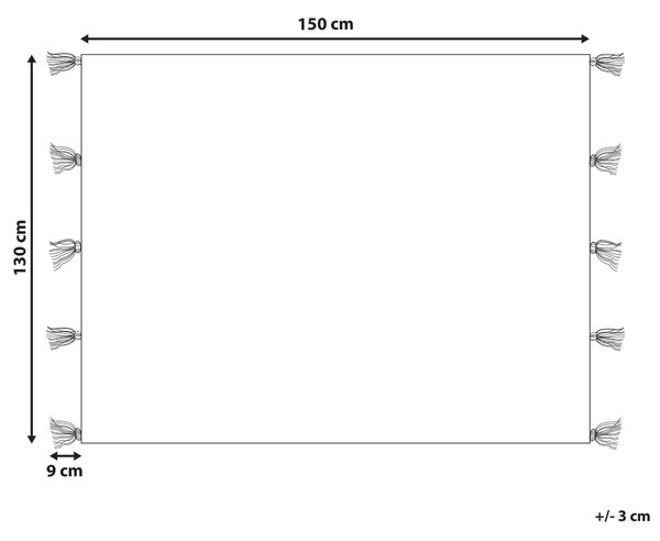 Deka biela a čierna z polyesteru 130 x 150 cm s ozdobnými strapcami a vzorom ručná výroba