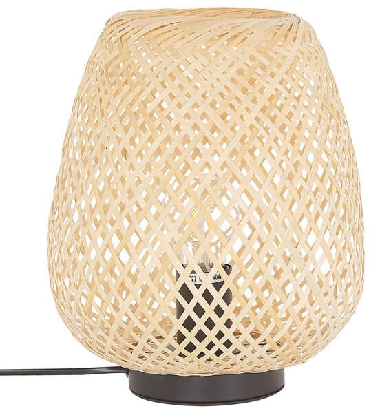 Stolná lampa svetlohnedá tienidlo z bambusového dreva 30 cm boho štýl dizajnové bytové doplnky