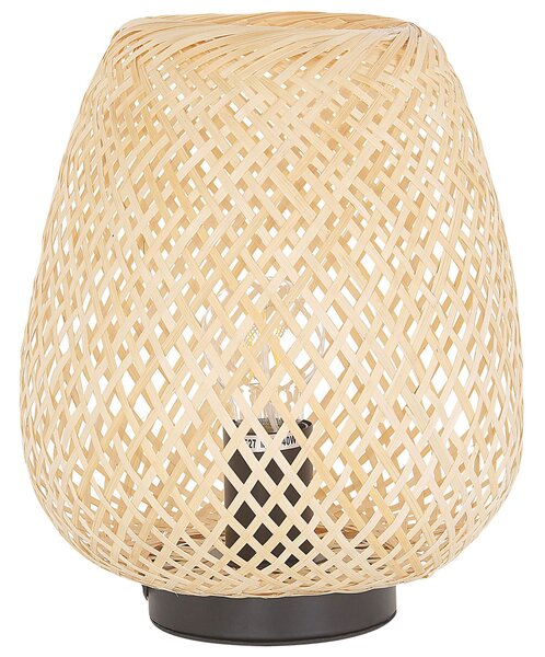 Stolná lampa svetlohnedá tienidlo z bambusového dreva 30 cm boho štýl dizajnové bytové doplnky
