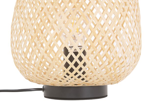 Stolná lampa svetlohnedá tienidlo z bambusového dreva 30 cm boho štýl dizajnové bytové doplnky