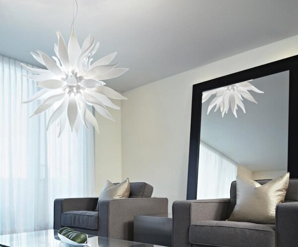 Ideal Lux - LED Luster na lanku LEAVES 12xG9/3W/230V pr. 80 cm biela