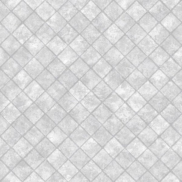 Vliesové tapety na stenu Hexagone L44909, rozmer 10,05 m x 0,53 m, štvorce sivé s lesklým efektom, Ugépa