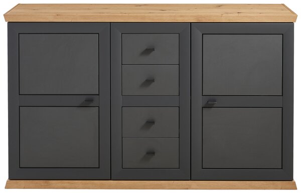 ŠIROKÁ KOMODA, antracitová, dub artisan, 148,6/89,5/43 cm Hom`in - Komody