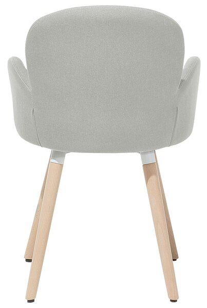 Sada 2 jedálenských stoličiek svetlosivé látkové čalúnenie nohy zo svetlého dreva moderný eklektický štýl