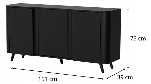 HALMAR Komoda Volare 3D 151 cm matná černá