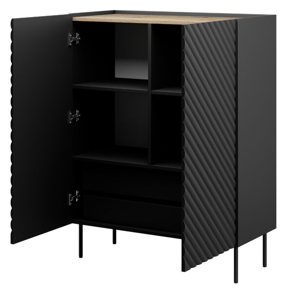 HALMAR Komoda Onda 2D 127 cm černá/dub artisan