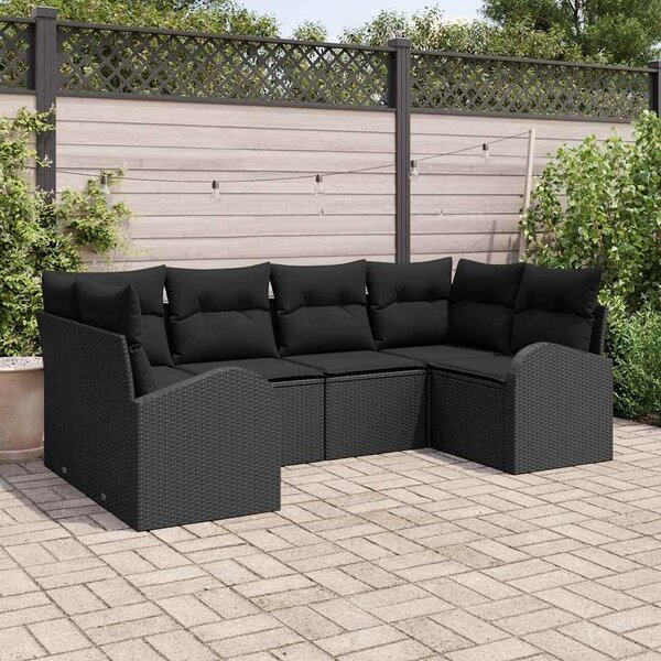 Maison Exclusive - Záhradný nábytok s vankúmi 6 ks ierny Poly Rattan