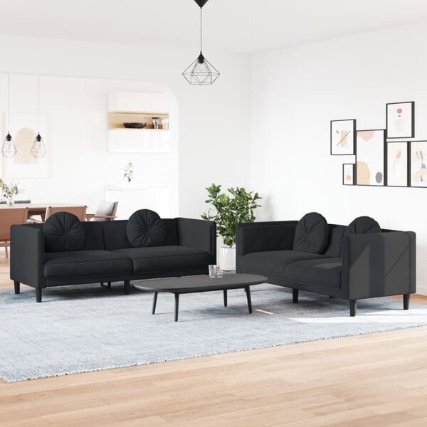 Maison Exclusive – 2-dielna sedacia súprava s vankúšmi, čierny zamat