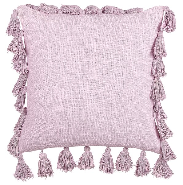 Sada 2 dekoratívnych vankúšov ružová bavlna 45 x 45 cm so strapcami moderný boho štýl doplnky