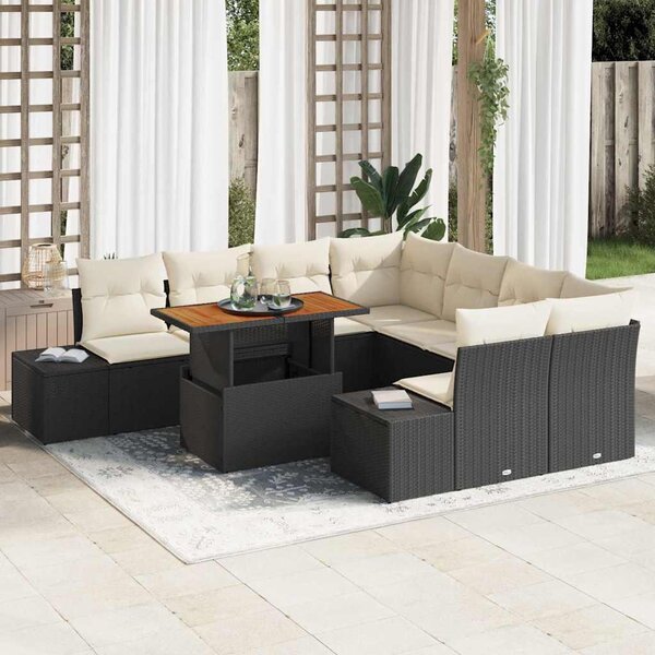 Maison Exclusive - Záhradný nábytok s úloným priestorom 9 ks ierny Poly Rattan
