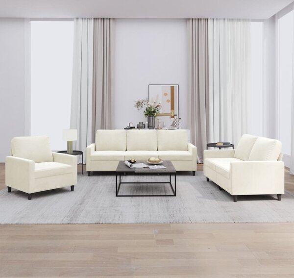 Maison Exclusive – 3-dielna sedacia súprava s vankúmi, krémový zamat
