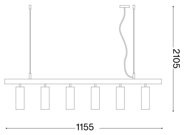Ideal Lux - LED Luster na lanku DYNAMITE 6xGU10/7W/230V čierna